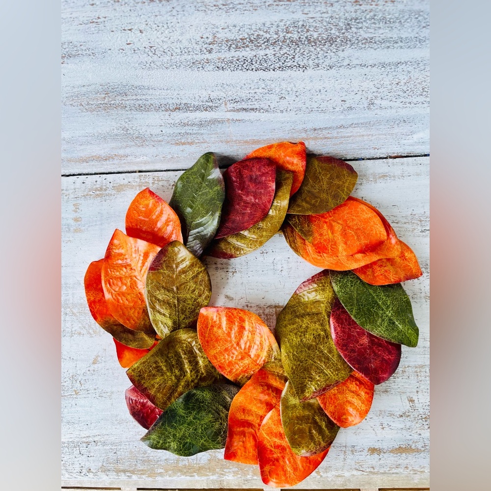 *Fall Magnolia Leaves Wreath, 14” - Picture 6 of 11